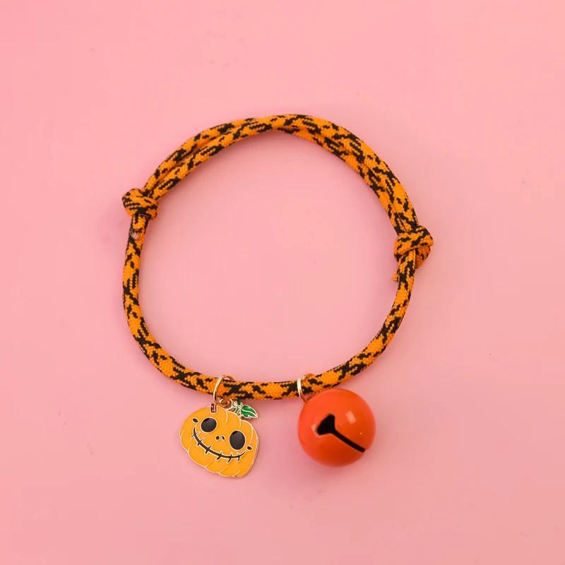Halloween Pet Collars, Hand Woven Pumpkin Ornaments, Dog and Cat Collars