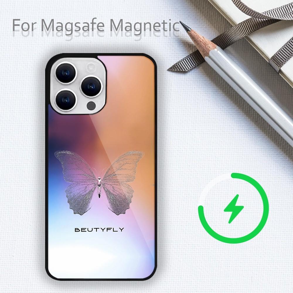 

Модный ретро-чехол для телефона с бабочкой для iPhone 15 14 13 12 11 Plus Pro Max Magsafe с магнитной беспроводной зарядкой iPhone13promax