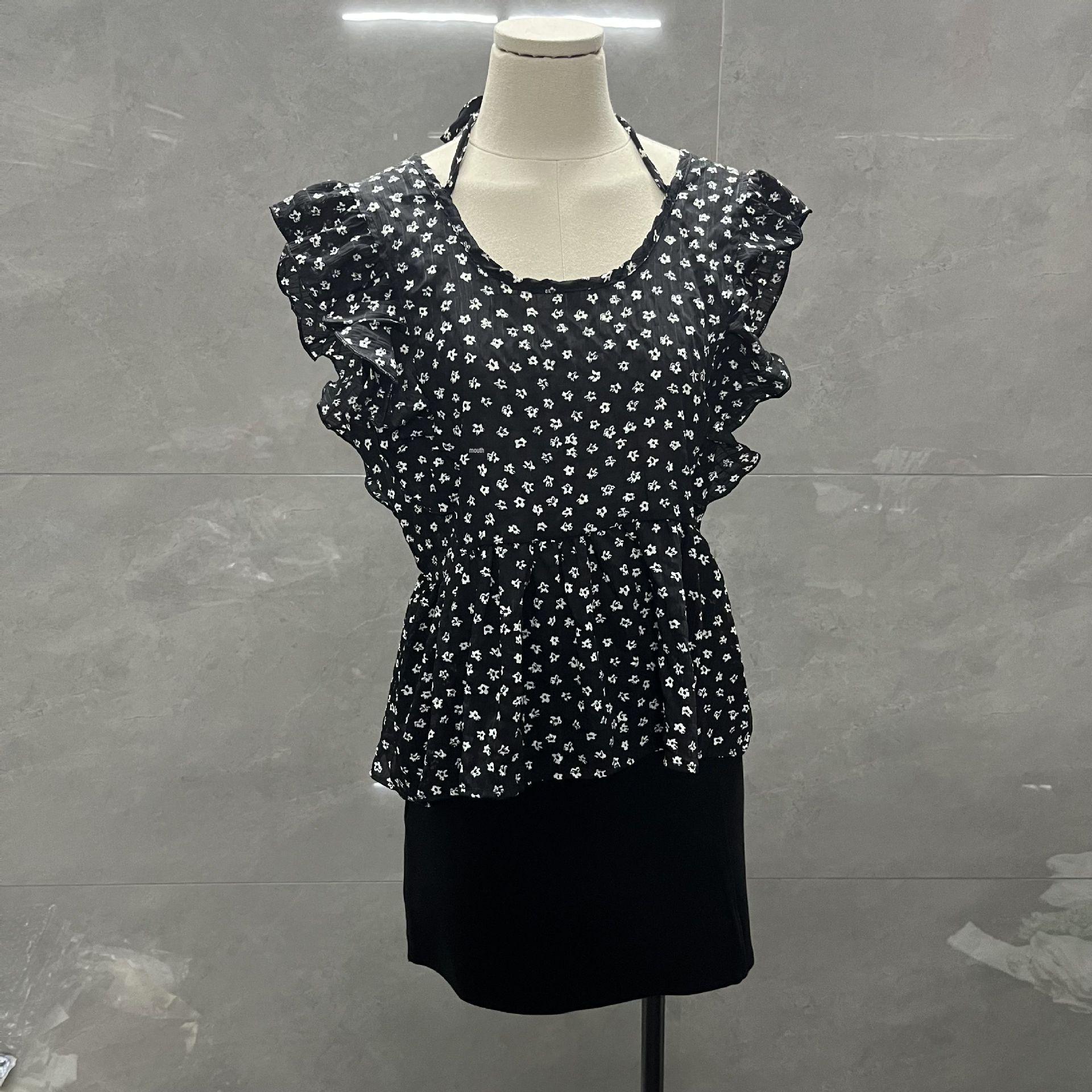 

Women s V-Neck Floral Flutter Sleeve Babydoll Top: Slimming Summer Design M (approx. 105 jin/52.5 kg)