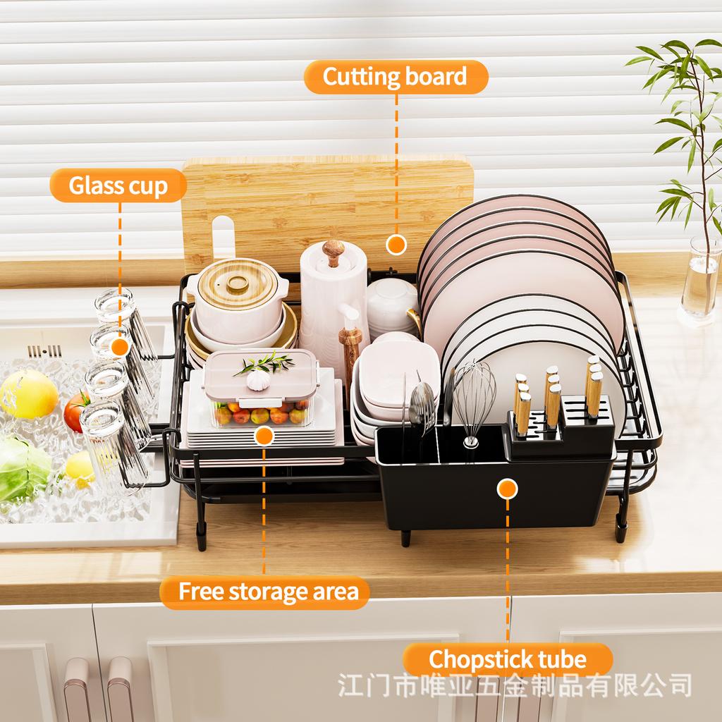 Kitchen Bowl Rack Household Retractable Countertop Drain Bowl Rack Multifunctional Pumping Dish Storage Rack