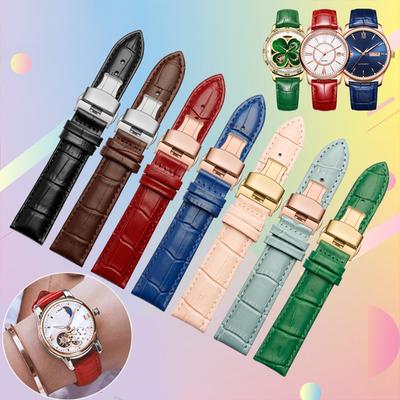 Fashion Soft Leather Watch Strap Green Pink Red Blue Cowhide Genuine Band 12mm 14mm 15mm 16mm 18mm 20mm Women Men Accessories