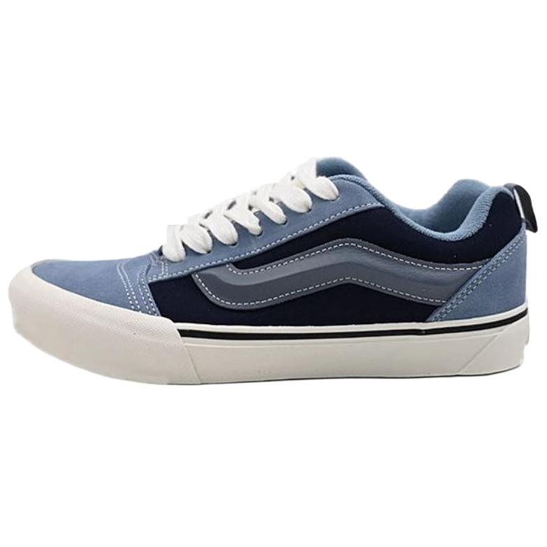 Vans Knu Skool Fabric Cow Split Leather Soft Comfortable Thin Sole Durable Low Top Skate Shoes Unisex Sneaker Blue VN000D6CJDU