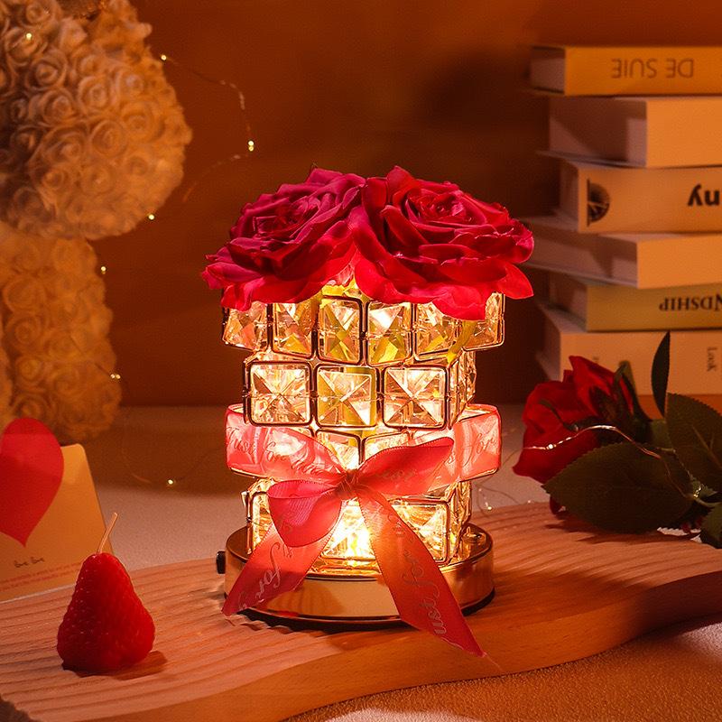 Rose Rubiks Cube Atmosphere Table Lamp Nightlight for Girls' Best Friend Birthday Qixi Valentine's Day Gift Senior Decoration