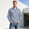 Men's Fall Winter Polka Dot Print Zip Pullover with Stand Collar, Casual Wrinkle- Athletic Top