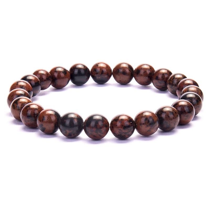 New European & American Style Cross Bracelet, 8MM Natural Stone Beaded Fashion Accessory