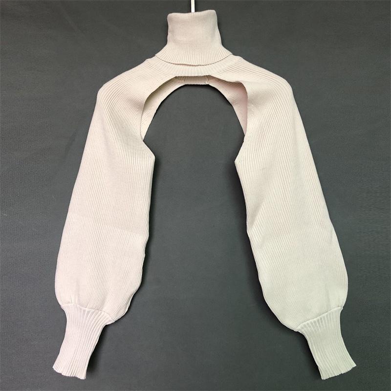 

Жіночий модний осінній теплий светр з водолазкою, індивідуальний в’язаний светр з рукавом-ліхтариком One size білий