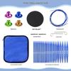 Blue Detachable Circular & Straight Knitting Needle Set with Replaceable Yarn Needles and Rope