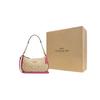 Coach Teri 25 Letter Logo Classic Monogram Zip Closure Canvas And Leather Shoulder Bag Saddle Bag Women shoulder bag Brown Pink CA548-IMVGK
