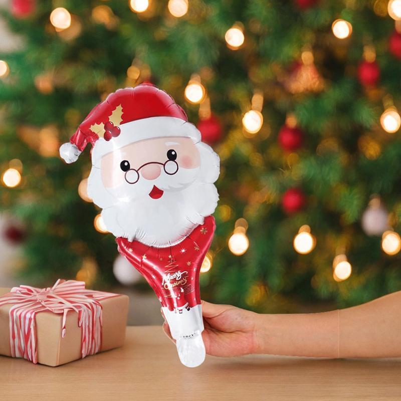 10PCS/Pack Santa Claus Style Christmas Handheld Balloon Festive Atmosphere Decorating Prop Christmas New Year Party Supplies ZYF