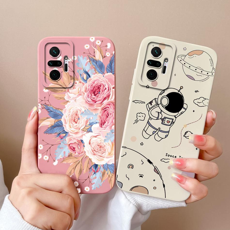 Case For Redmi Note 10 Pro Max Astronaut Soft Liquid Silicone Camera Protection Back Cover For Xiaomi Redmi Note 10Pro Max Coque