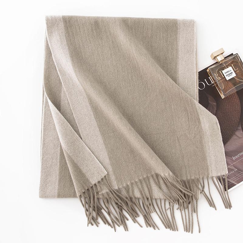 Wool Scarf Autumn and Winter Double Sided Solid Color Scarf Women's Thickened Warm Shawl Simple Tassel Versatile Scarf