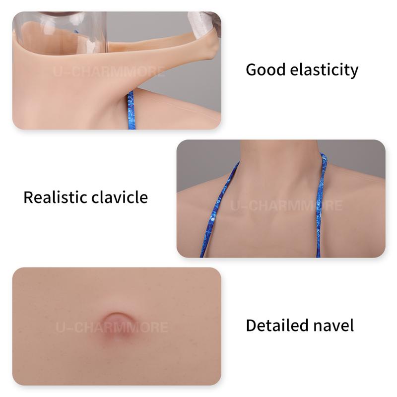 Body din silicon fără ulei Sâni realisti Bust Sâni falși Pentru travestit Cosplay Transgender Drag Queen U-CHARMMORE