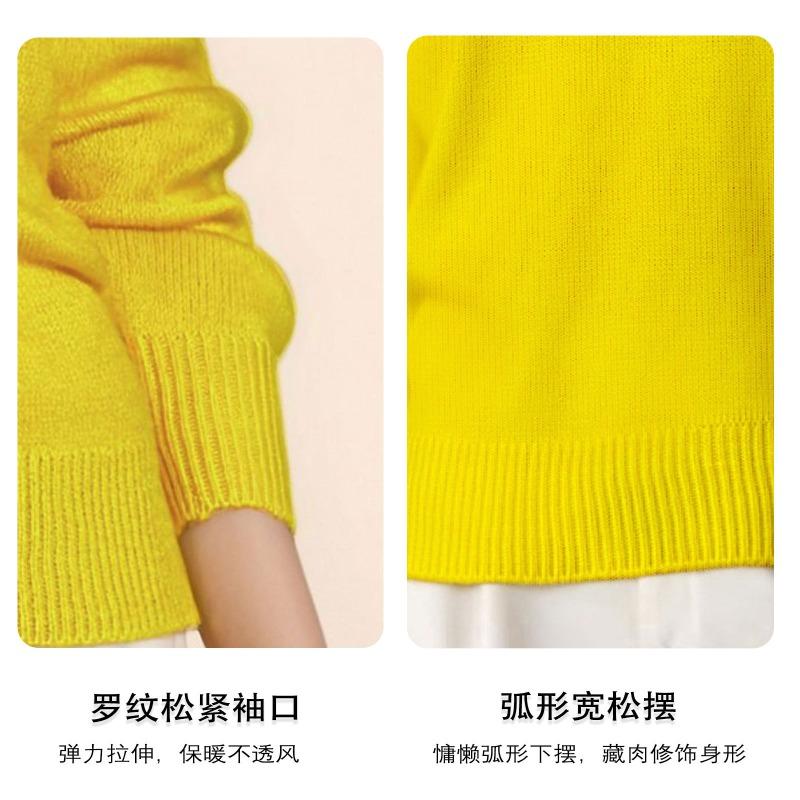 Women S Round Neck Long Sleeve Loose Solid Pullover Knit Top