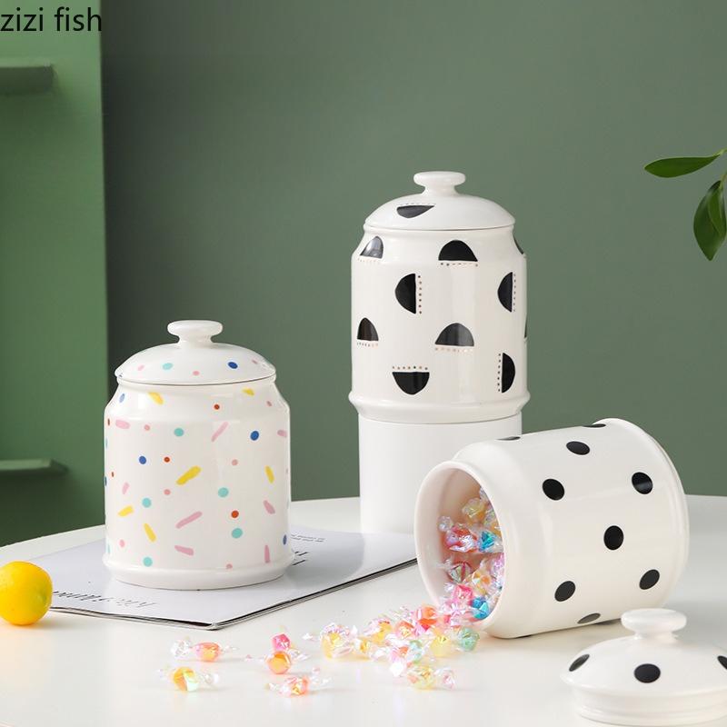 Lemon Patterned Ceramic Storage Jar Tea Caddy Large Storage Bottle Coffee Bean Can Snack Can Candy Jar Food Containers Organizer