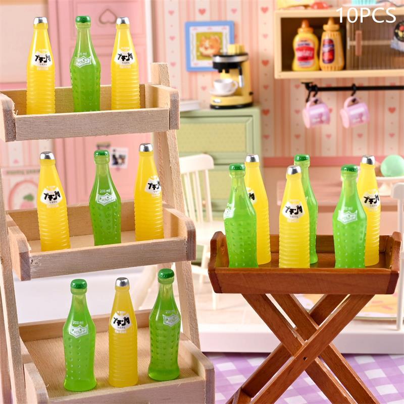 10Pcs Miniature Food Model Toy Sprite Soda Bottle 1:12 Dollhouse Accessory Kids Toy Dollhouse Kitchen Ornaments Photography Prop