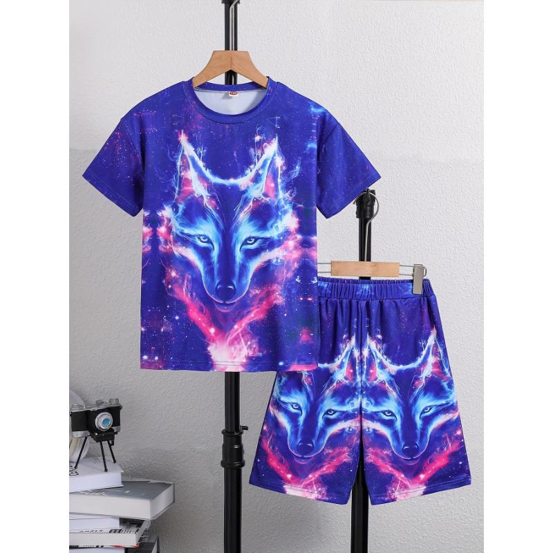 2PCS Children's T-Shirt Short Sleeve Casual Anime Soccer 3D Print Boys T-Shirts Summer Boys Clothes Outdoor Children's Clothing