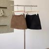 Retro Suede High-Waisted A-Line Mini Skirt Pants - 2025 Autumn/Winter Korean Style
