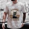Men's Street Wear Cat Lover Funny Coffee Because Murder Print T-shirt Short Sleeve O-neck Streetwear Summer T Shirts Men