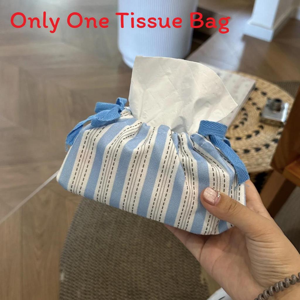 Style Floral Cloth Tissue Box Cover With Drawstring Organizer For Car And Home Decor