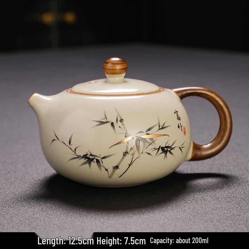 Ru Porcelain Xishi Teapot: Elegant Ceramic for Home Brewing and Gongfu Tea Rituals 201mL-230mL