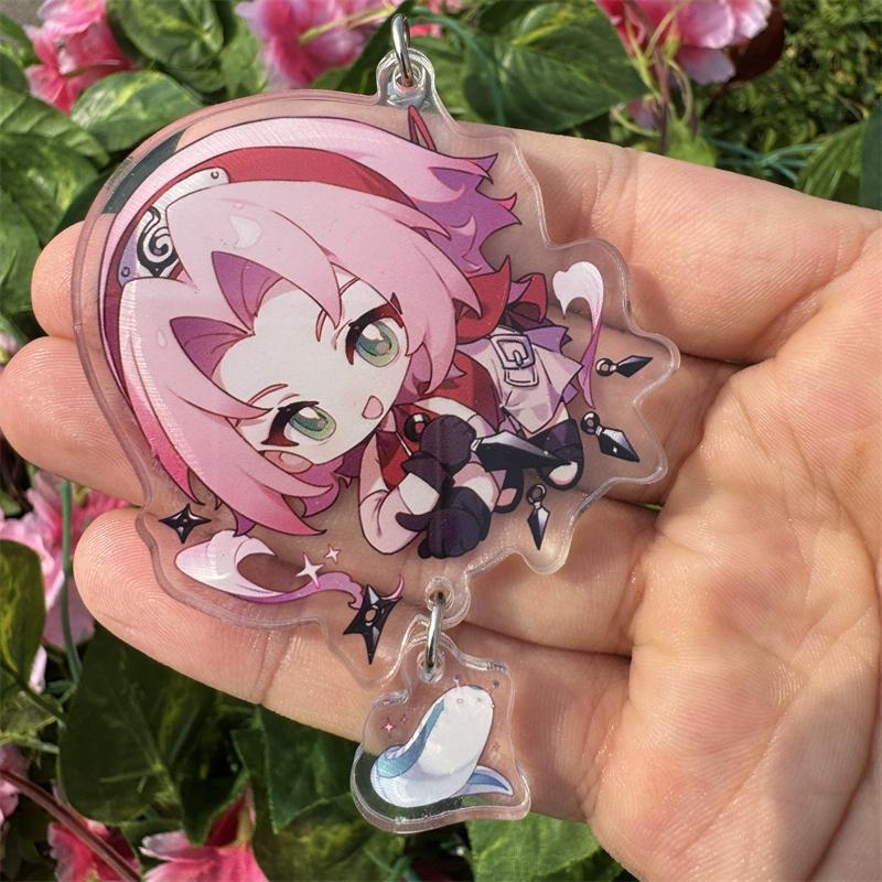 Anime Naruto Acrylic Keychain Accessaries Uzumaki Naruto Cartoon Keyring