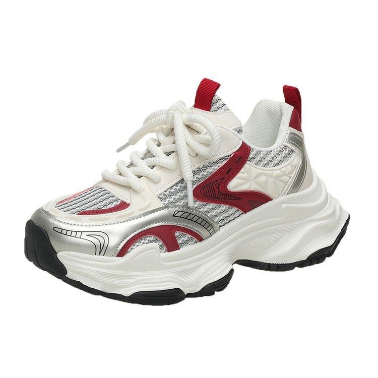 Sneaker Damen Sommer Mesh Atmungsaktiv Lässige Weiße Schuhe Mode Dicke Sohle Pops Schuhe