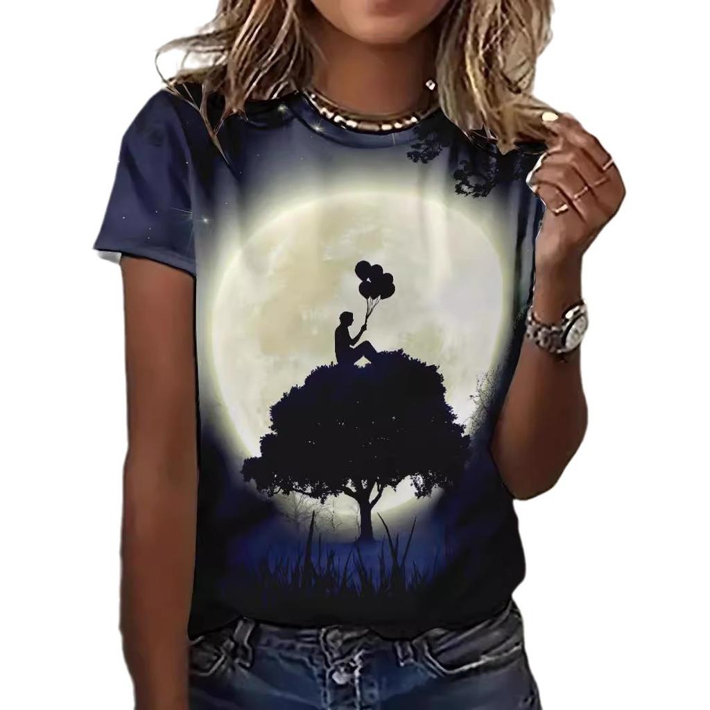 Short Sleeve Plus Size 3d Printed T Shirt for Women Tops