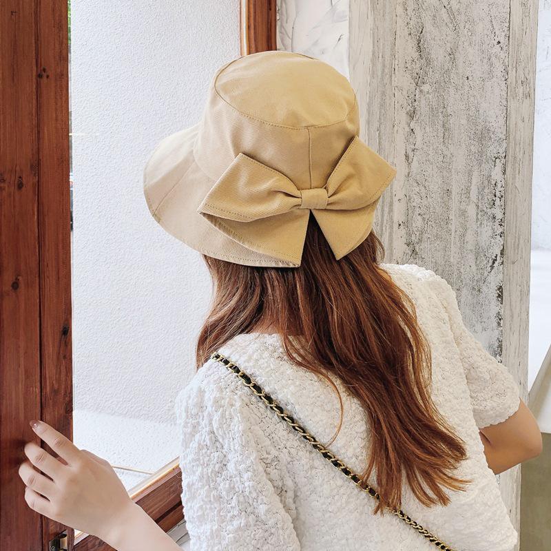 

Модная хлопковая шляпа от солнца в корейском стиле с бантом - Универсальная повседневная одежда для весны/осени M(56-58cm)
