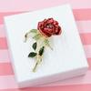 Elegant Red Rose Handmade Brooch Pin - High-End Floral Lapel Accessory