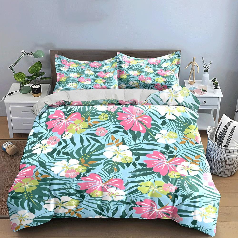 Tropical Floral Bedding Set Perfect Exquisite three-piece bedding set gift for kids and adults