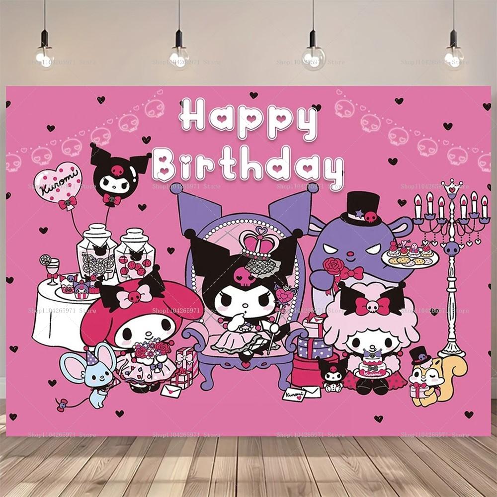 Sanrio Kuromi Themed Birthday Decoration Photography Background Girl 1st Birthday Background Suitable For Photography Studio