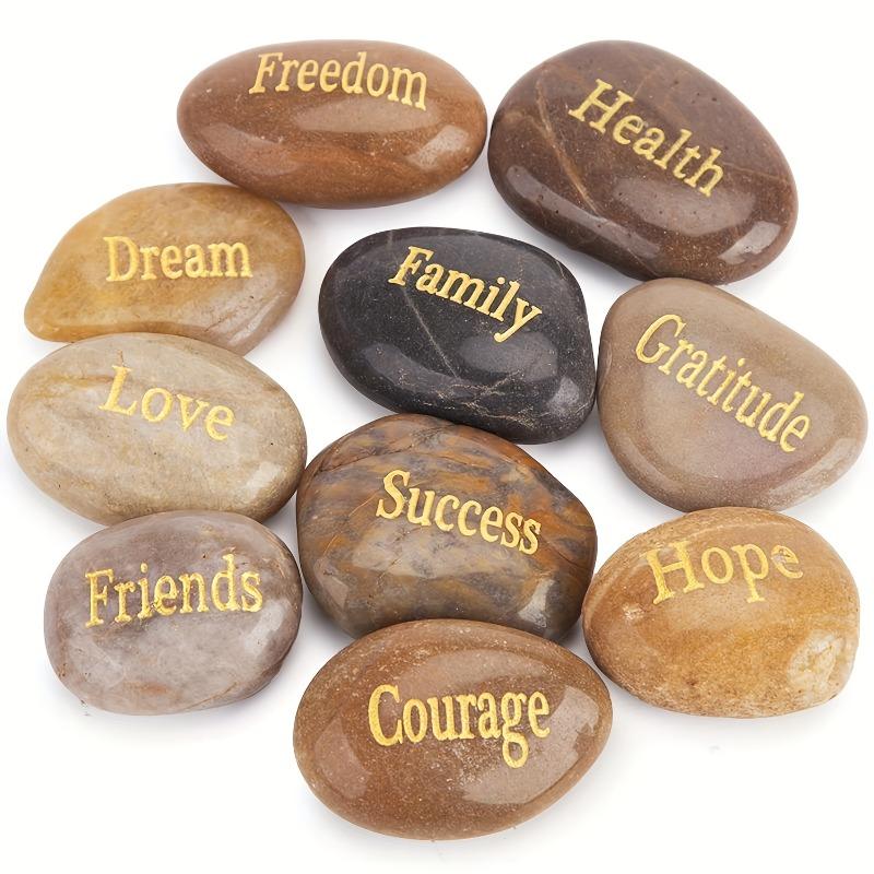 

10pcs Inspirational Stones Positive Affirmation Like Freedom Health Love Family Success Friend Courage Gratitude Hope Home Decor