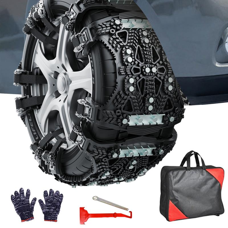 6 Pcs Car Tire Snow Chains Anti-Skid Heavy Duty Auto Wheel Chain Adjustable Winter Car 165-275mm R12 To R19 Tire Snow Mud Chains