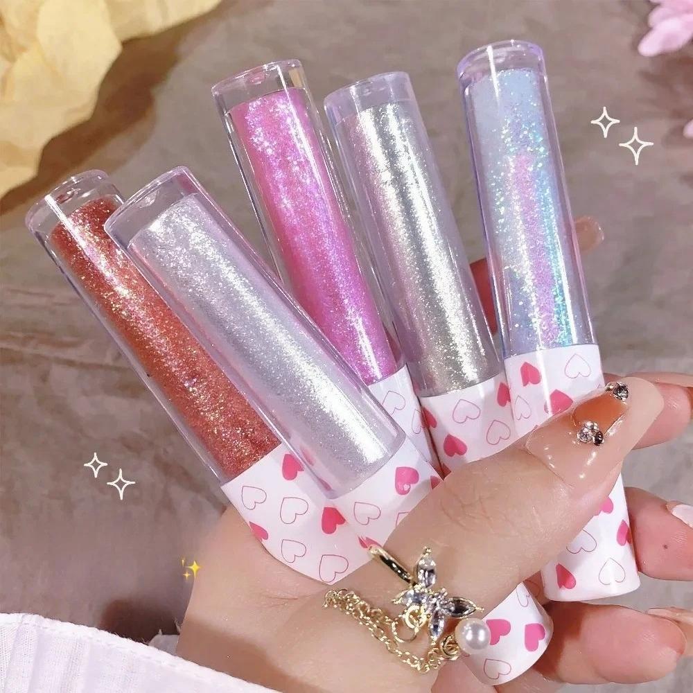 1Pcs Ultra Shiny Liquid Eyeshadow Highlighter Waterproof Long-lasting Sheet Monochrome Glitters Enhances Silkworm Eyeshadow Pink