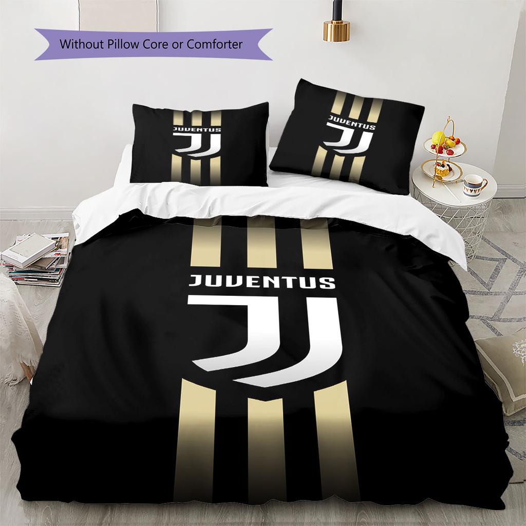 Juventus Football Club Pattern Bedding,Quilt Set Quilt Cover Pillowcase Home Birthday Gift(1 * Duvet Cover + 2 * Pillowcase, Without Core)