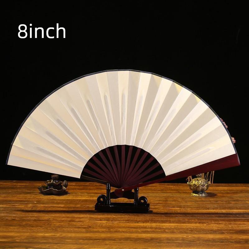 Ancient Style Hanfu Folding Bamboo Fan for Men, Chinese Style Folding Fan, Summer Blank Fan with Silk Cloth and Rice Paper Fan Surface