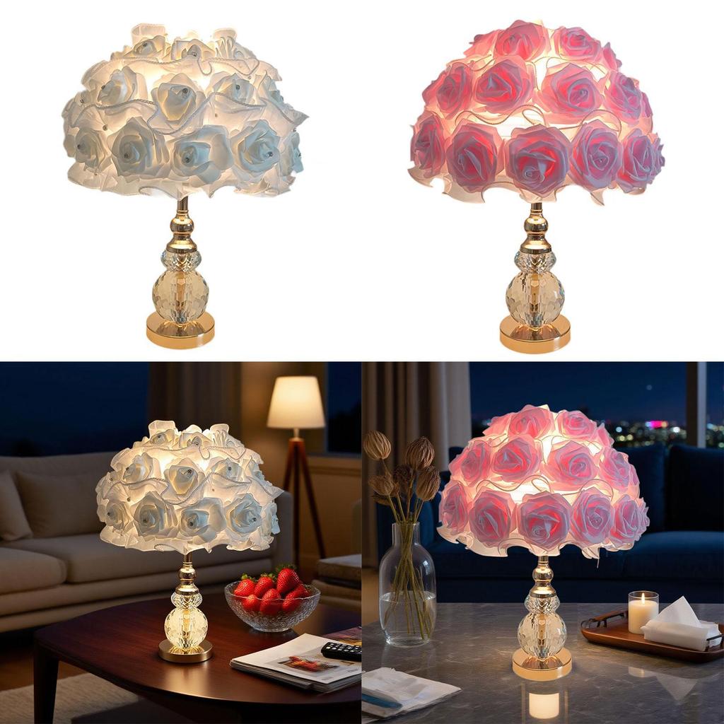 Rose Table Lamp NightStand Lamp Flower Rose Lamp for Office Hotel Study Room