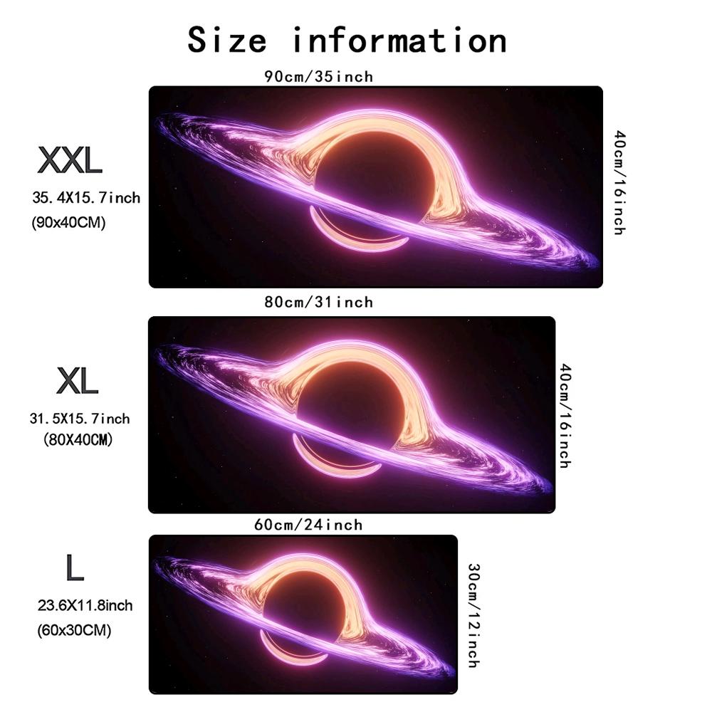 Cosmic Black Hole Mouse Pad XXL Large Anti-Slip Rubber Esport Gaming MousePad Durable Thick Seam Edge Office Gamer Long Desk Mat