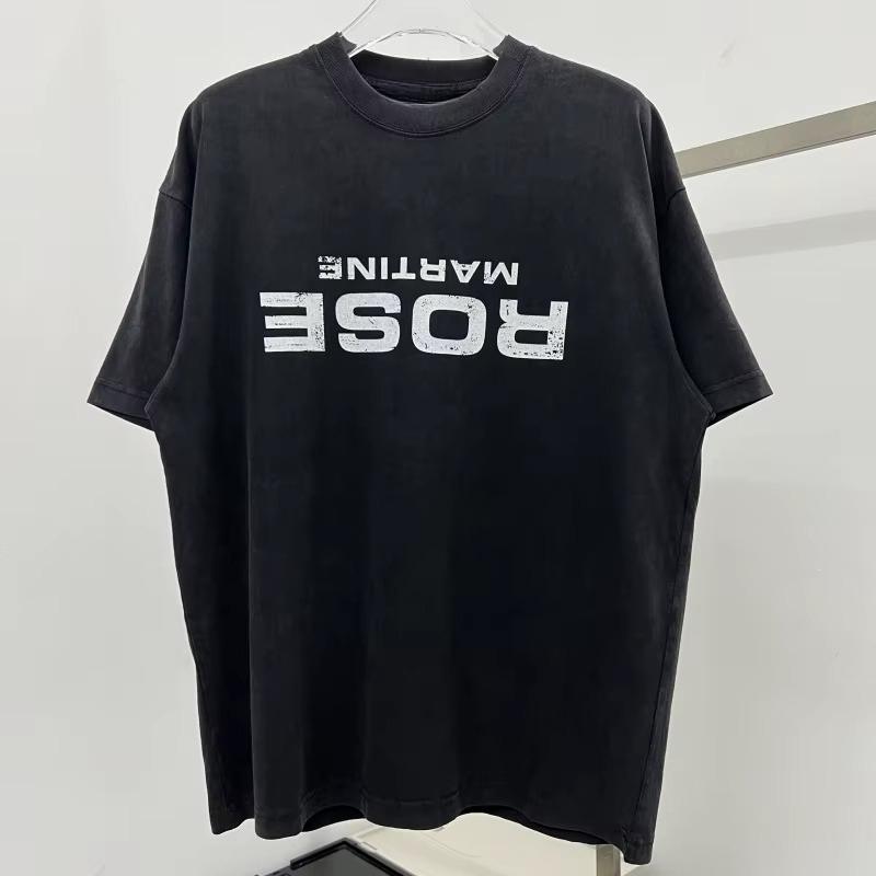 

2025 Новый американский модный бренд High Street Креативный Ретро Меланжевый Принт Алфавита Футболка с Коротким Рукавом Тяжелая Стирка для Состаривания Круглый Вырез 4XL