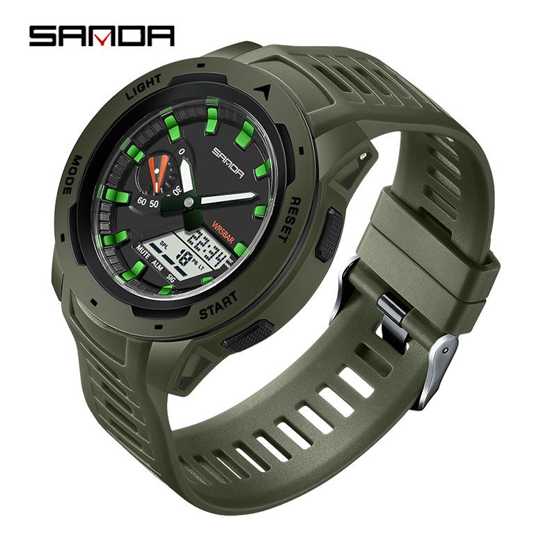 Sanda Men's Multifunctional Outdoor Sports Watch: Waterproof, Electronic, Alarm Clock, Countdown, Ideal for Mountaineering, Swimming, and Students.