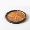1PC Embossed Pattern Tray New Chinese Style Square Round Bamboo Tea Plate Household Desktop Decoration