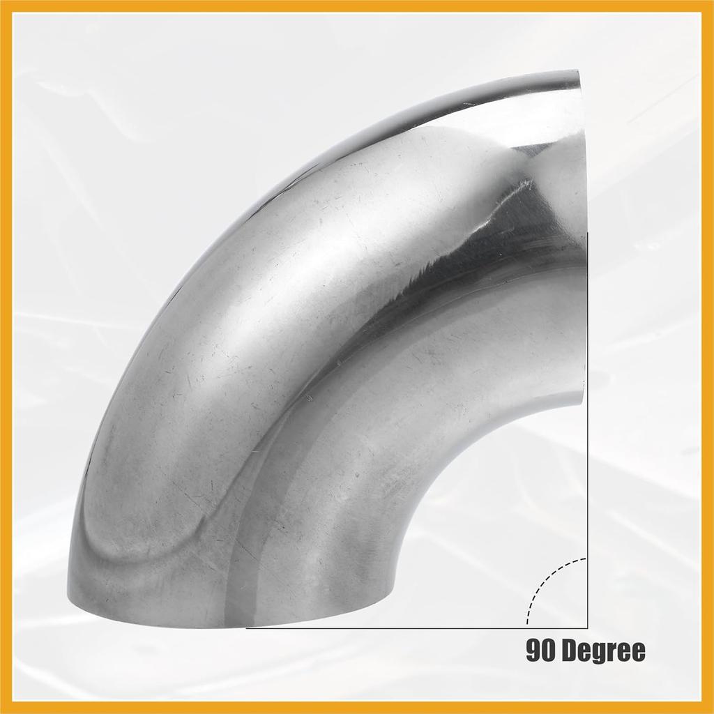 1pcs OD 3 Inch 90 Degree Mandrel Bend Elbow SS304 Stainless Steel Bend Tube Exhaust Elbow Pipe for Car Modified Exhaust System 3" Piping Silver Tone