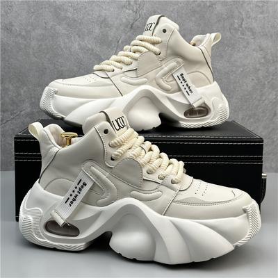 Luxury Men's White Casual Sneakers Comfortable Platform Shoes Men Designer Height Increasing Sneakers Men Casual Sports Shoes