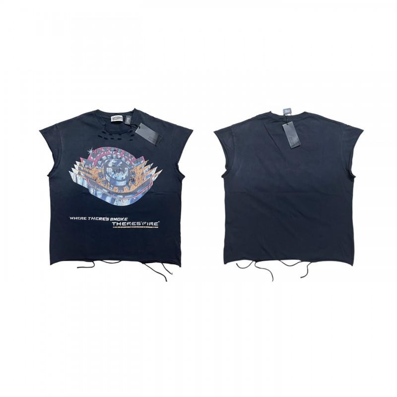 T-shirt Coton Surdimensionné Homme Avec Impression Graphique Satoshi Lavage Vintage Hip Hop Streetwear Manches Courtes