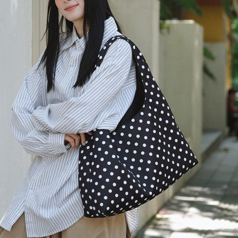 Women's new canvas polka dot shoulder bag messenger bag simple fashion versatile daily commute