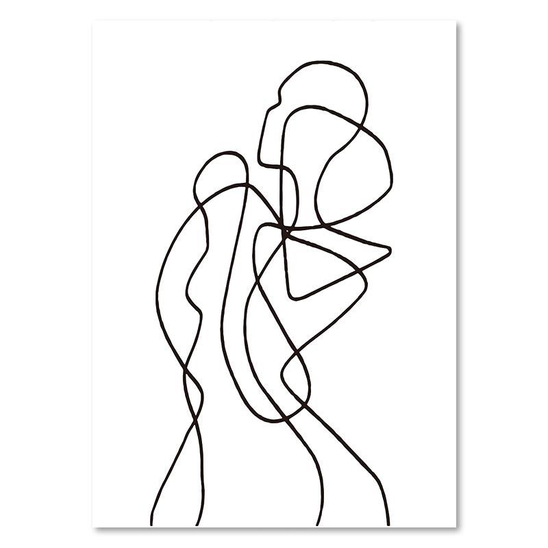 Abstrakte Frauen Tanzen Wand Kunst Poster Schwarz und Weiß Linie Zeichnung Kunstdruck Minimalistischen Leinwand Malerei Bild Wohnzimmer Dekor