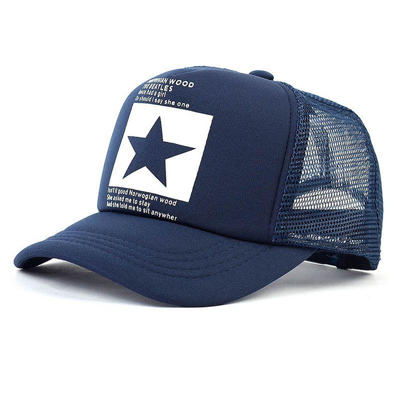 Șapcă de baseball elegantă din plasă pentru bărbați și femei cu imprimeu stea mare și potrivire ajustabilă