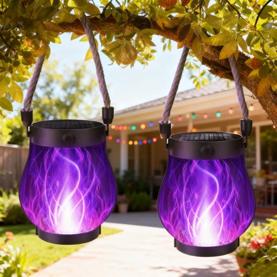 Weihnachtsflammenlaterne Seil LED Lichterkette mit automatischer Ein/Aus-Funktion Wasserdichte Outdoor-Hängelaterne für Camping Gartenparty