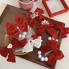 Cloth Velvet Red Bow Hairpin Plush Ancient Style Hairpin Cute Hanfu Hair Sticks  Baby
