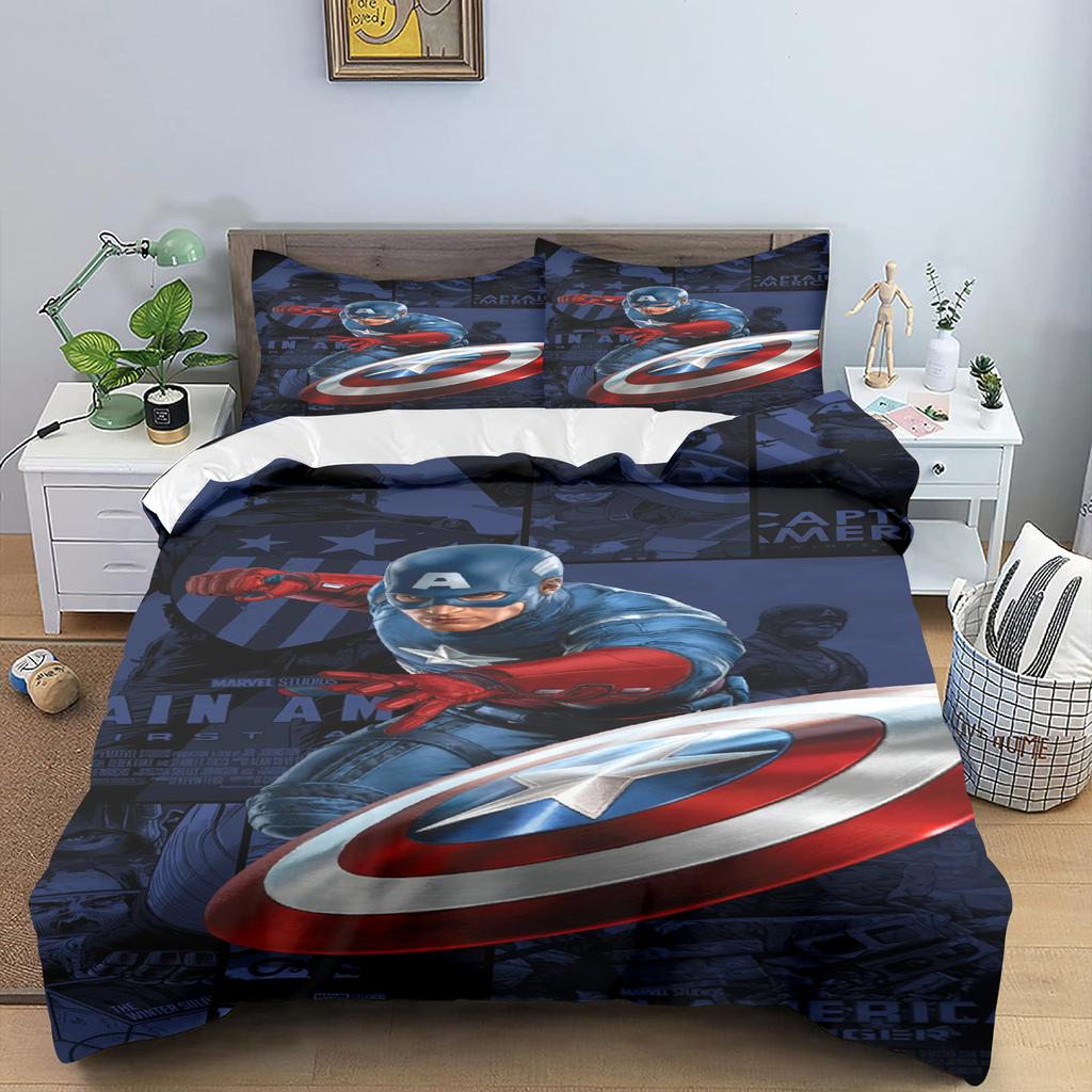 Anime Captain America Duvet Cover Set Kids Comforter Boys Bedding Children'S Bedding Set Quilt Cover Single Large King Size